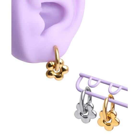 Studs Puffy Daisy Hoop Earrings - One Size - Picture 3 of 8